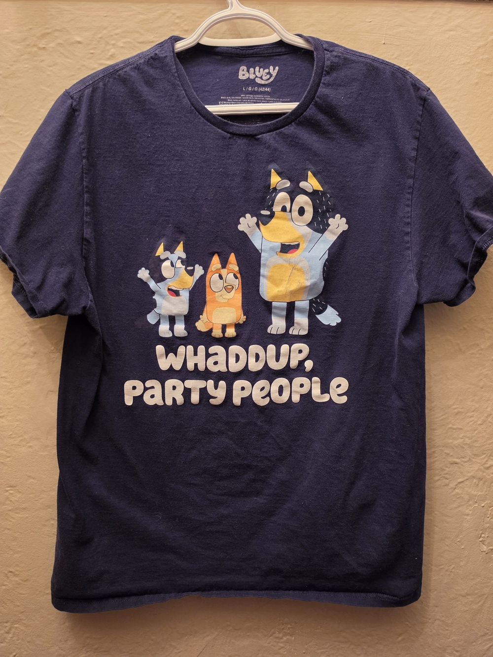 Bluey Whaddup Party People Bluey Bingo Bandit Graphic T-Shirt Navy L
